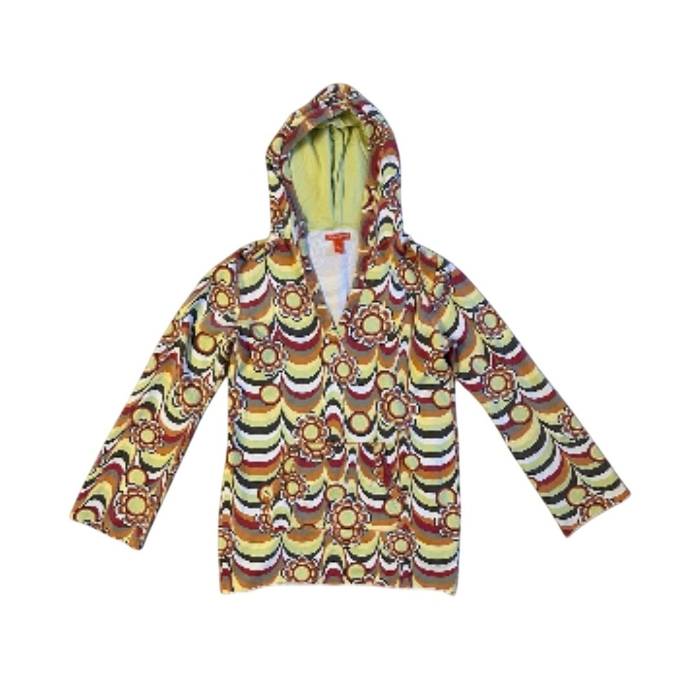 Lucky Brand Womens Hoodie Psychedelic Floral Retro 70s Groovy Pullover Y2K